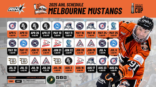 Melbourne Mustangs AIHL 2025 Season Schedule Calendar 