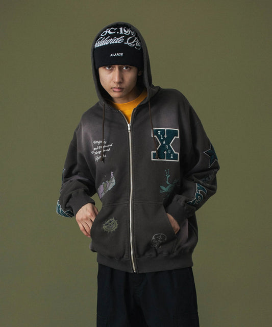 MULTI LOGO ZIP THRU HOOD
