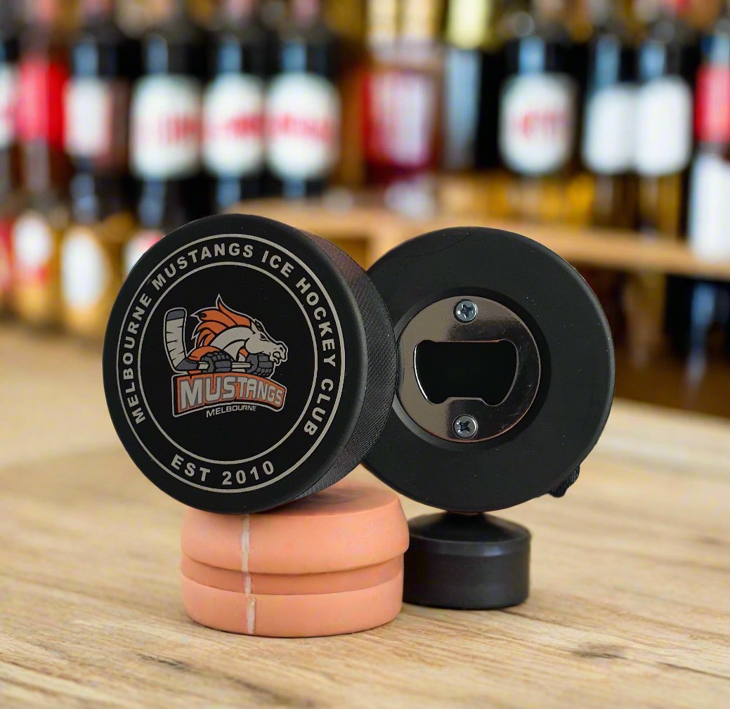 Melbourne Mustangs Puck Bottle Opener